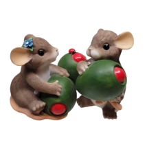 Fitz &amp; Floyd Charming Tails Olive You Mouse Mice Figurine 84/146 Valenti... - $26.99