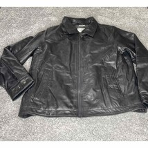 Men’s Jacket Perry Ellis Portfolio Lamb Skin Leather Size Large Black - £140.85 GBP