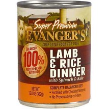 Evanger&#39;s Super Premium Wet Dog Food Lamb &amp; Rice 12.8oz. (Case of 12) - $59.35
