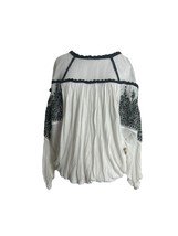 Free People Womens Shirt Size Medium Blouse Long Sleeve Embroidered Keyhole Back - £35.60 GBP
