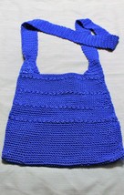 Crocheted Handmade Handbag Purse Royal Blue One Pocket No Zippers - $11.22