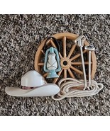 Western Wall Hanging Wagon Wheel Cowboy Hat Lantern Plastic 3344-5 Burwo... - £4.57 GBP