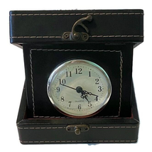 Leather Wood Box Clock Quartz Alarm Modern Hinged Unbranded Analog READ - £6.27 GBP