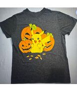 POKÉMON T-Shirt Boy Gray Pikachu &amp; Pumpkins Halloween Graphic Tee Ninten... - €6,80 EUR