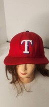 Vintage Texas Rangers Fitted Hat Cap Red T Logo New Era 7 MLB Baseball EUC - £15.82 GBP