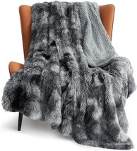 Bedsure Faux Fur Blankets Twin Size Grey - Tie-Dye Fuzzy Fluffy, 60X80 Inches - £37.40 GBP