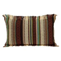 14" X 24" Brown and Beige Cotton Throw Pillow With Fringe - $96.49
