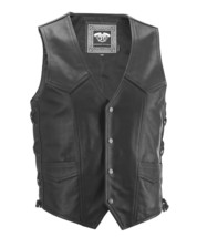 HIGHWAY 21 - 6 Shooter Leather Motorcycle Vest, Black, Medium - $119.95