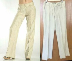 $238~ Da-Nang ~SOLDOUT! Tall Beige Casual Linen/Silk Pants Flowy -Buckle -S- M - £103.90 GBP