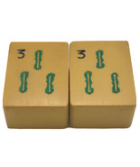 Lot of 2 Vtg MATCHING Three Bamboo Cream Yellow Bakelite Mahjong Mah Jon... - $20.29 CAD