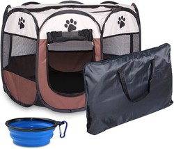 Pet Playpen, Foldable Dog Playpen, Portable Dog Pen, Octagon Puppy Playpen Indoo - £42.79 GBP