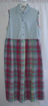 Day In Day Out Sleeveless Lt Blue &amp; Pink Plaid Dress Size Medium Cotton #8217 - £8.46 GBP