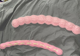 Wooden Hanger Pink Crochet Cover Beautiful Quality Baby Gift - £12.98 GBP