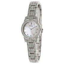Bulova 96L149 Mother-of-Pearl Dial Crystal Silver-Tone Women&#39;s Watch $295 - £100.16 GBP