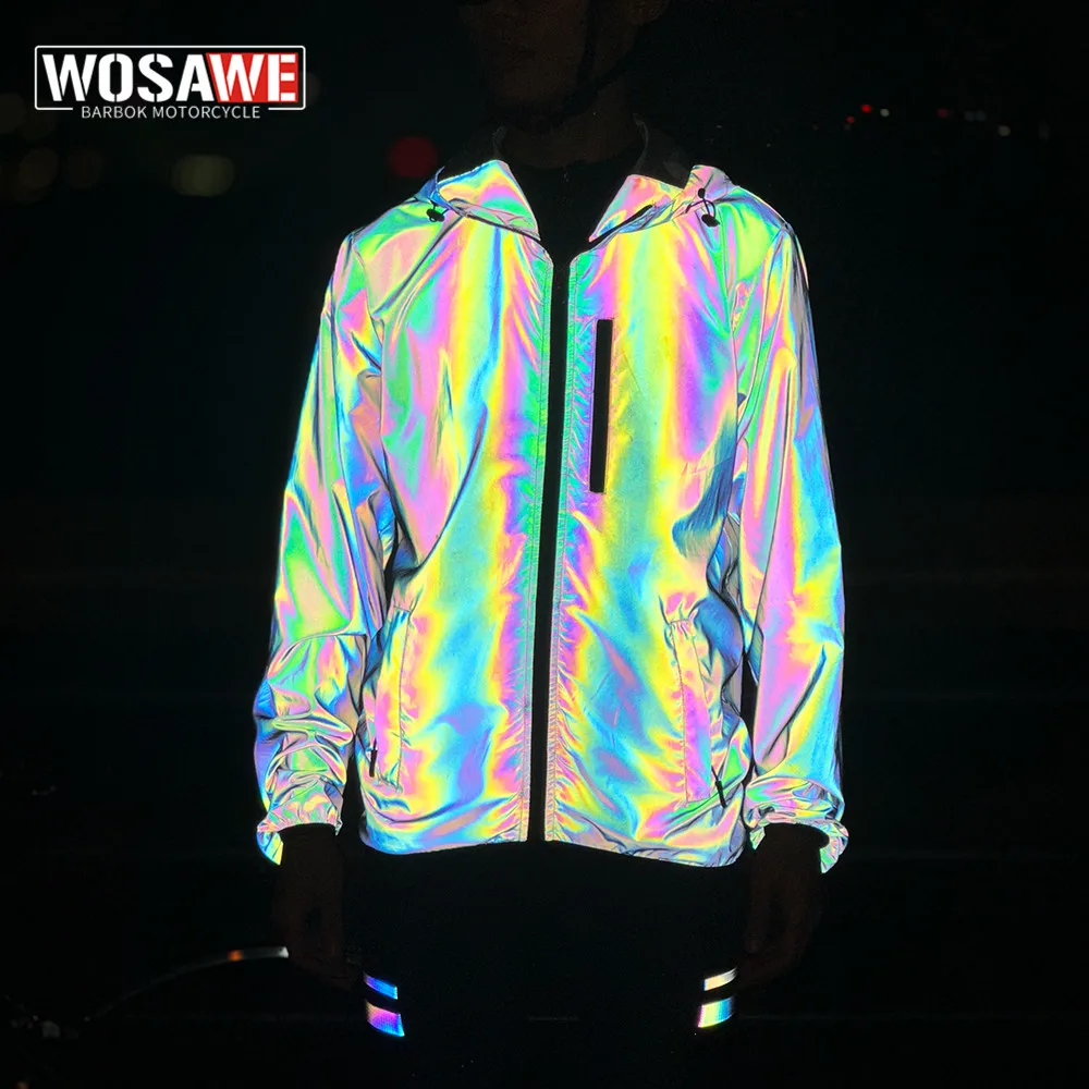 WOSAWE Motorcycle Jacket Man Winter Rainbow Reflective Windbreak Men Windproof - £43.20 GBP+