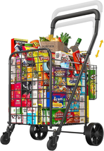 Shopping Cart with 360° Rolling Swivel Wheels for Groceries Utility Sho - $2,001.08 MXN