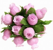 144 Poly Rose Buds Mini Poly Roses 12 Bunches Favor and Craft Decorating - $10.99