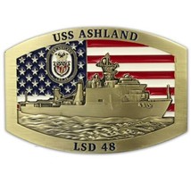 USS ASHLAND LSD-48  3&quot; BELT BUCKLE - £39.22 GBP