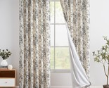 The Set Of Two Panels Of Black Peony Flower Printed Curtains With A Rod ... - $97.98