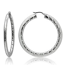 Large Round Twisted 48mm Hoop Stainless Steel Hinged Women's Fashion Earrings - £35.95 GBP