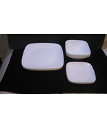 12 Corelle Winter Frost White Square Dishes, 4 Each Dinner, Bread Plates... - $57.42