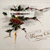 Merry Christmas Victorian Greeting Card Bells Embossed 1900s Postcard PC... - £15.68 GBP