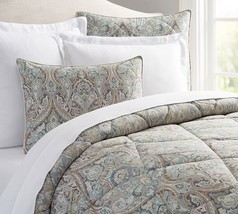 Pottery Barn Mackenna Paisley Blue Multi Quilted 2-PC Standard Shams - £45.62 GBP
