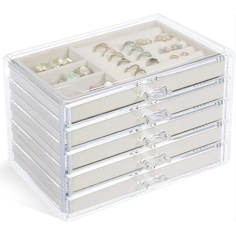 5 Drawers Multi Layer Acrylic Jewelry Organizer for Girl Earrings Display Transp - £60.30 GBP