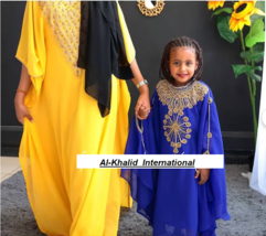 New Royal Blue Dress Moroccan Wedding Dubai Georgette Kids Special Kaftan Girls - £48.53 GBP
