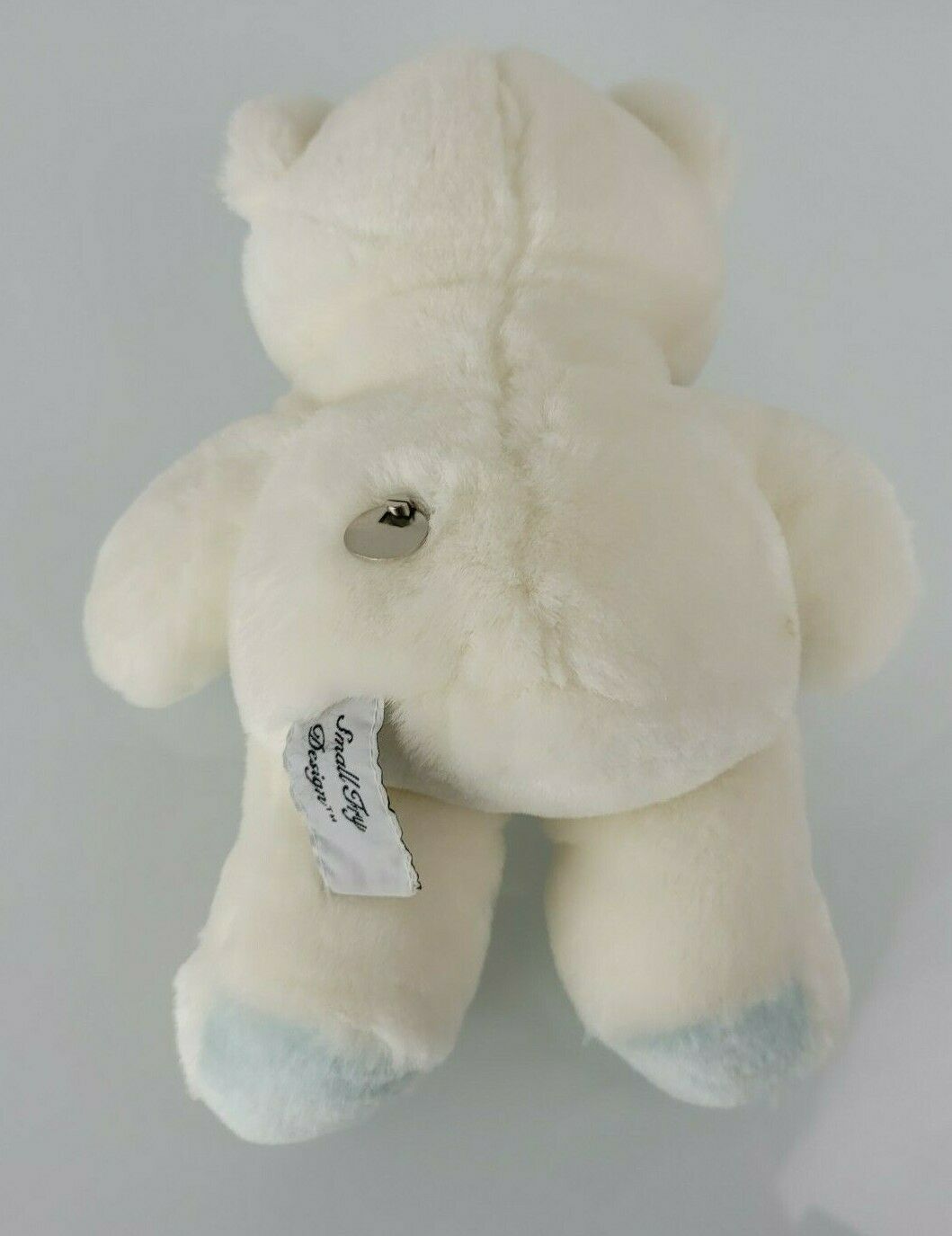 Small Fry Designs Stuffed Plush White Teddy Bear Musical Wind Up Blue Heart  Item image 5