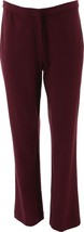 Susan Graver Deep Raisin Ponte Knit Zip Front Straight Leg Pants Size 10 - £46.22 GBP