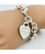 Return to Tiffany & Co Heart Tag Charm Bracelet in Sterling Silver with Blue Box - $375.00