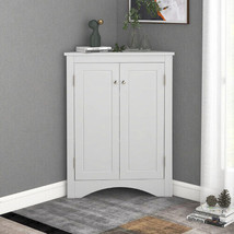 White Triangle Bathroom Storage Cabinet with Adjustable Shelves - White - £112.04 GBP