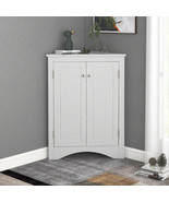 White Triangle Bathroom Storage Cabinet with Adjustable Shelves - White - £111.86 GBP