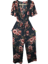 Xhilaration Women&#39;s Navy Floral Jumpsuit, Pockets, Size Small - $24.99