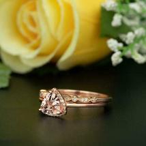 1.25Ct Trillion Cut Morganite Engagement &amp; Wedding Ring 14k Rose Gold Over - £68.41 GBP