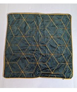 Mid Century Mod Green Velvet Rayon Square 19x19&quot; Gold Embroidery Trim Pi... - £27.37 GBP