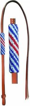 Western Horse Barrel Racing Leather Over and Under whip w/Red White Blue... - $16.80