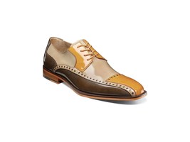 Stacy Adams Plaza Modified Cap Toe Oxford Shoes Leather Olive  Multi 25608-302 - £107.91 GBP