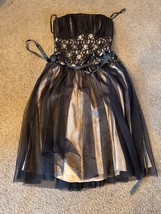 NICE White House Black Market Party Dress Black Gold Cocktail Tule Lace ... - $33.24