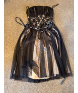 NICE White House Black Market Party Dress Black Gold Cocktail Tule Lace ... - $33.24