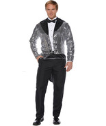 Underwraps Men&#39;s Sequin Jacket with Tails-Silver, Double X-Large - $138.65