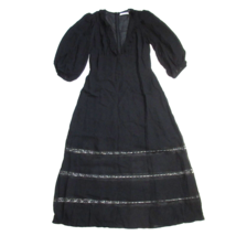 NWT Reformation Bayley Midi in Black Ruffled Deep V-neck Georgette Dress 10 - £156.45 GBP