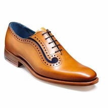New Handmade Tan Leather Lace Up Dress Oxford shoes for men Unique Custom shoes - £144.09 GBP