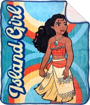 Disney Moana Island Girl Sherpa Throw Blanket Measures 50 x 60 inches - £13.45 GBP