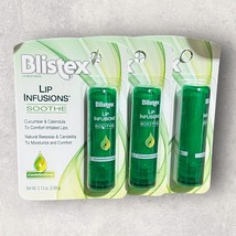 3 x Blistex Lip Infusions Soothe Cucumber &amp; Calendula Natural Beeswax Comforting - £27.85 GBP