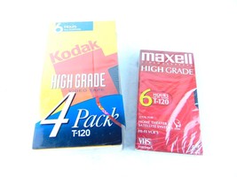 Kodak 4 High Grade &amp; 1 Maxell High Grade T120 VHS Tape Lot Of 5 - £23.35 GBP