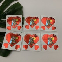 BJ Vintage 80s Metallic Stickers Lot Valentines Day Red Hearts Joke Feb 86 - $20.78