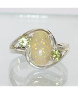 Welo Opal Diamond Cut Peridot Handmade Sterling Silver Ladies Ring size ... - £117.54 GBP