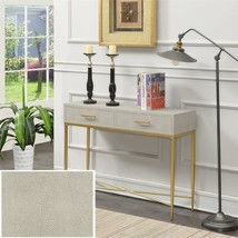 Convenience Concepts Ashley Console Table in Beige Faux Leather/Gold Woo... - $301.99